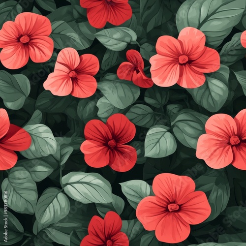 Wallpaper Mural 240807 101. impatiens pattern banner wallpaper, simple background Torontodigital.ca
