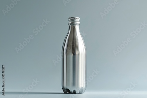 Silver Metal Bottle with a Screw-on Cap