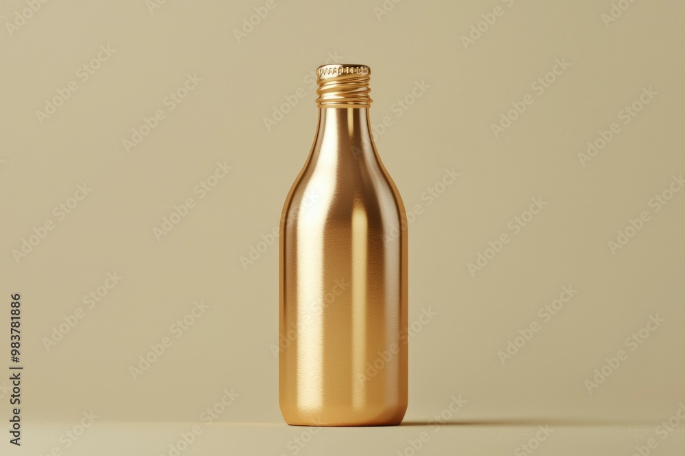 A Shiny Gold Metal Bottle with a Screw Top A Shiny Gold Metal Bottle with a Screw Top