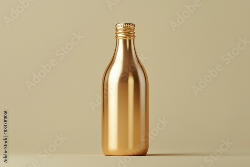 A Shiny Gold Metal Bottle with a Screw Top photo