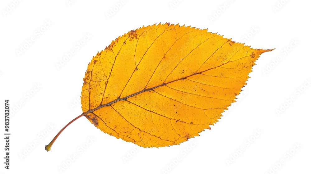 A close-up of a vibrant autumn birch leaf, showcasing its golden-yellow hues and delicate texture, perfect for themes related to nature, seasonal changes, or botanical illustrations, A close-up of a vibrant autumn birch leaf, showcasing its golden-yellow hues and delicate texture, perfect for themes related to nature, seasonal changes, or botanical illustrations,
