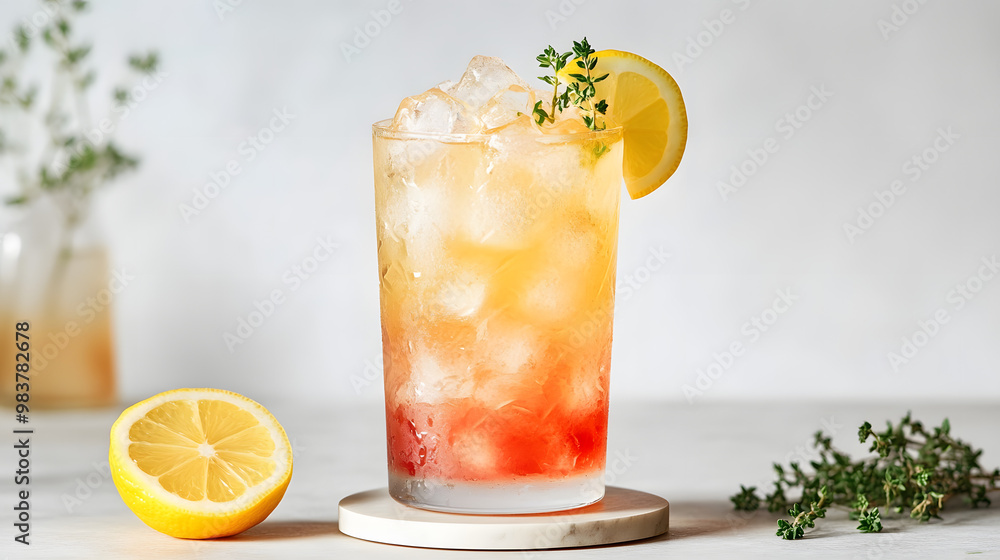 Iced lemon juice in a glass, isolated on white Iced lemon juice in a glass, isolated on white