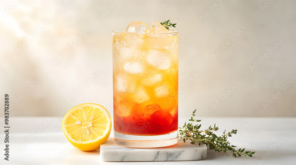 Iced lemon juice in a glass, isolated on white Iced lemon juice in a glass, isolated on white