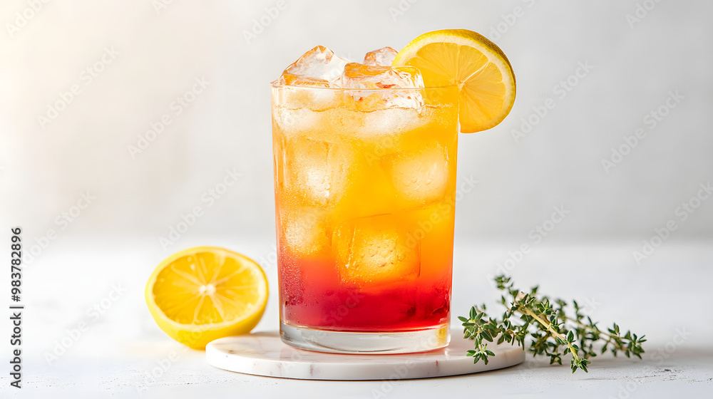 Iced lemon juice in a glass, isolated on white Iced lemon juice in a glass, isolated on white