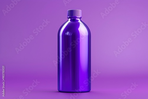 A Purple Plastic Bottle with a White Cap on a Purple Background