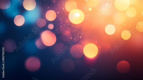  Photo Blur glow overlay. Lens flare filter. Bokeh sunlight glare leak. Retro illumination effect. Defocused orange blue white light abstract background