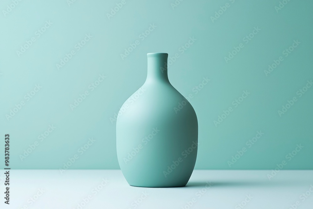 A Single Pale Green Ceramic Vase on a White Surface A Single Pale Green Ceramic Vase on a White Surface