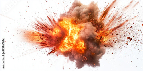 An intense explosion image with flames, bright orange and red sparks, and thick smoke