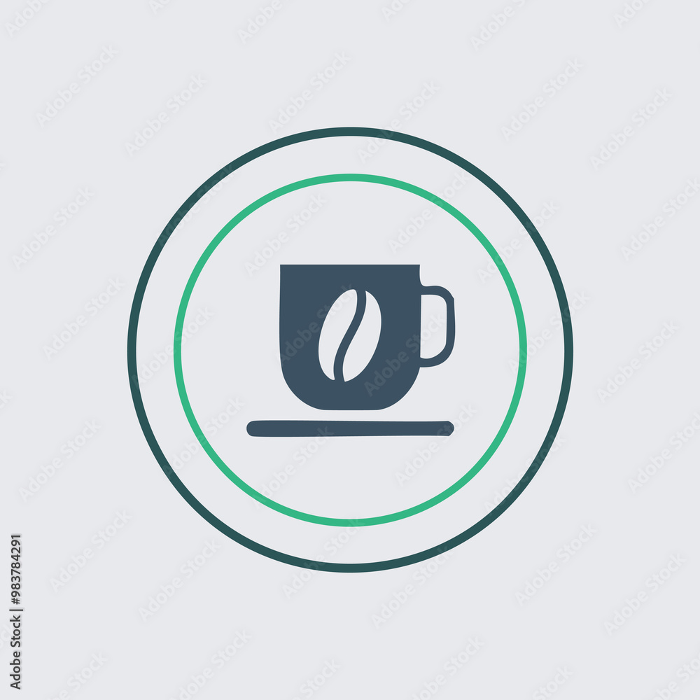 Minimalist Coffee Cup Icon with Coffee Bean Minimalist Coffee Cup Icon with Coffee Bean