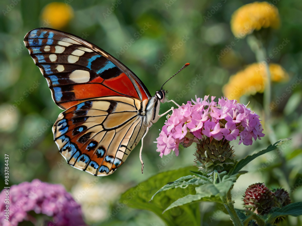 Naklejka premium butterfly on violet flower