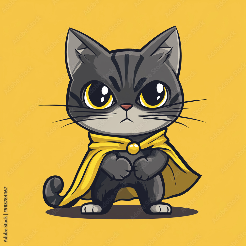 Another Scene of Cartoon-Style Playful Cat Wearing a Superhero Cape in a Dynamic Pose Another Scene of Cartoon-Style Playful Cat Wearing a Superhero Cape in a Dynamic Pose