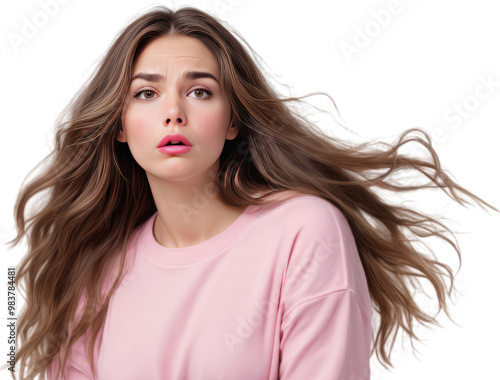 Woman with a Anxiety face at a transparent background photo