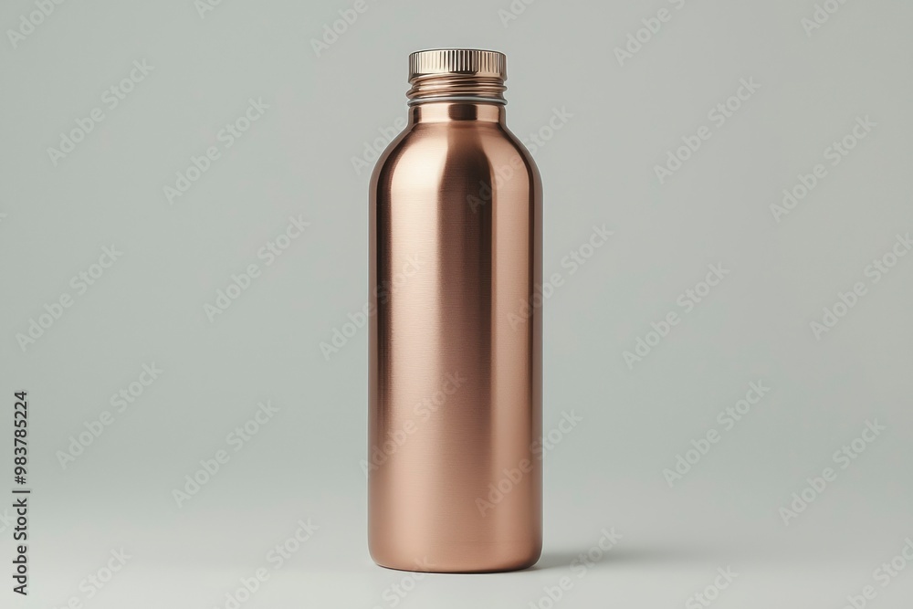 Copper-colored Metal Water Bottle with Silver Lid Copper-colored Metal Water Bottle with Silver Lid