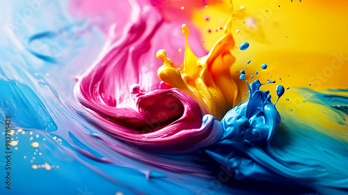 piece of digital art coming to life on paper as CMYK ink is applied