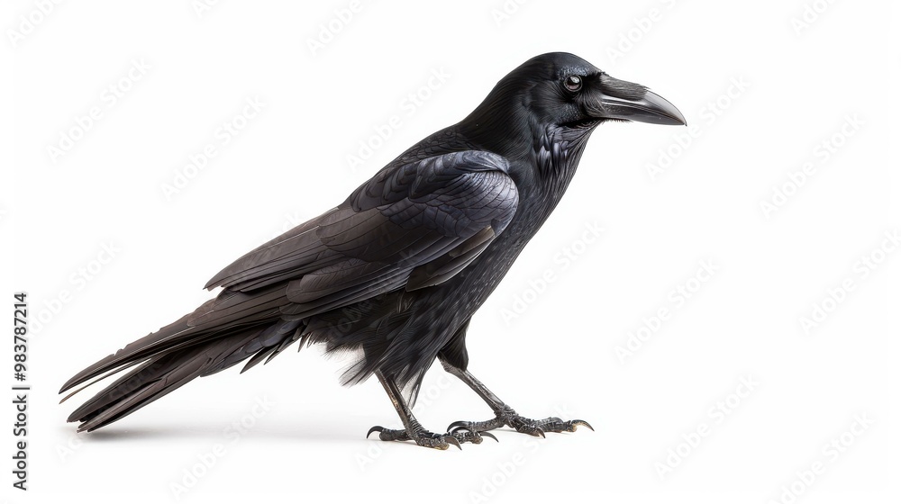 A striking image of crows perched against a pure white backdrop, capturing their sleek silhouettes and sharp features. A striking image of crows perched against a pure white backdrop, capturing their sleek silhouettes and sharp features.
