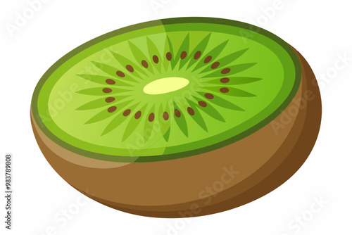 Half of kiwi on white background