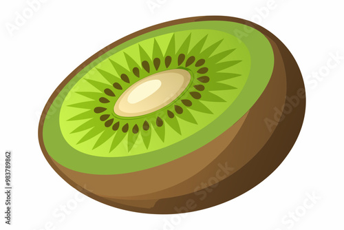 Half of kiwi on white background