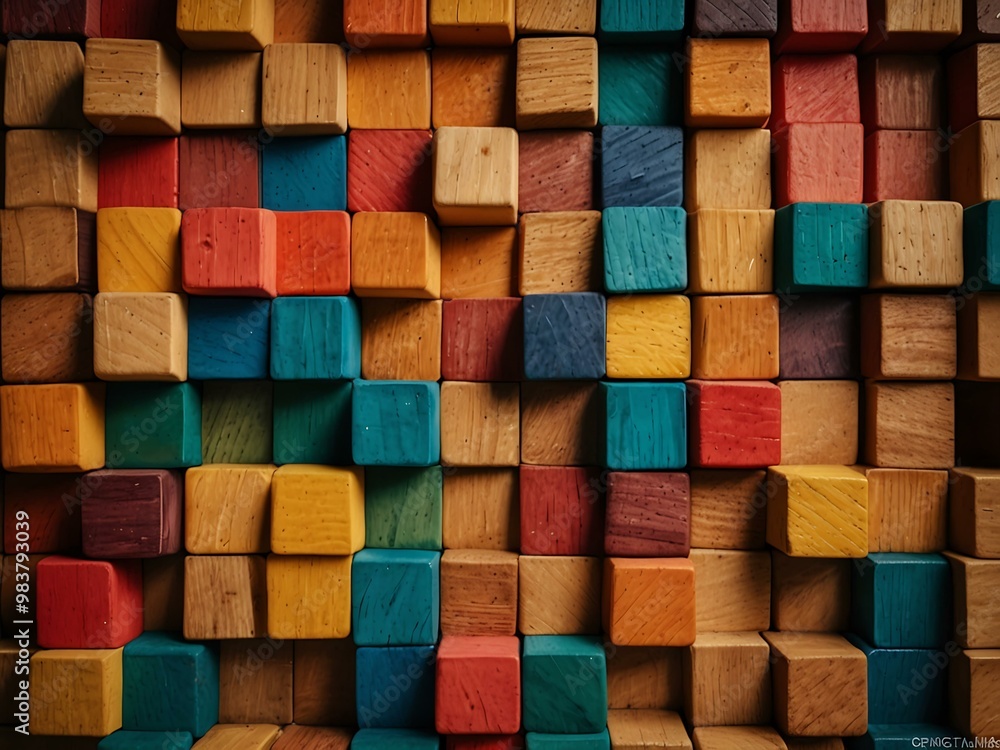 Abstract colorful wooden blocks in a dynamic arrangement. Abstract colorful wooden blocks in a dynamic arrangement.