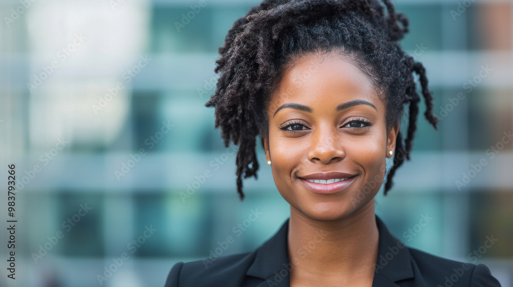 Smiling businesswoman with dreadlocks Smiling businesswoman with dreadlocks