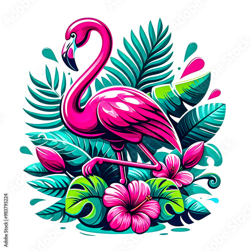 Flamingo watercolor vector painting art illustration photo