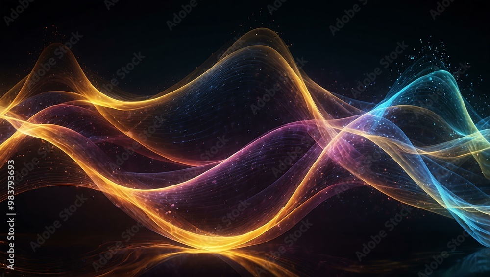 Abstract glowing light waves create a mesmerizing effect. Abstract glowing light waves create a mesmerizing effect.