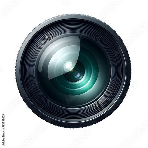 digital camera lens texture front view isolated on transparent background