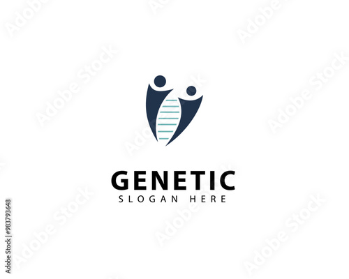 Genetics logo icon, vector symbol design with people concept. DNA and Genetics logo template for medical and healthcare clinics.