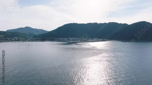 海の景色　ドローン撮影　港町の風景　田舎の風景　漁村　漁船　漁師　灯台　堤防　福井県美浜町　その4