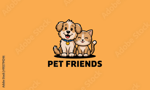 Cute dog and cat logo for pet related businesses