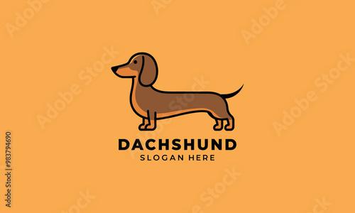 Simple dachshund dog logo design with placeholder text.