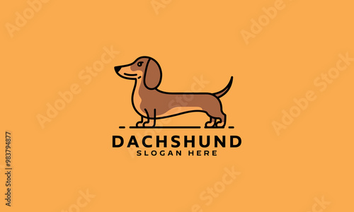 Simple dachshund dog logo design with placeholder text.