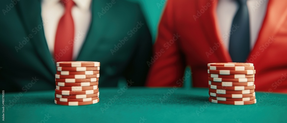 Professional Gamblers Facing Off in Poker Match Professional Gamblers Facing Off in Poker Match