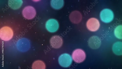 Abstract transparent shape with holographic effect on blue bokeh background.