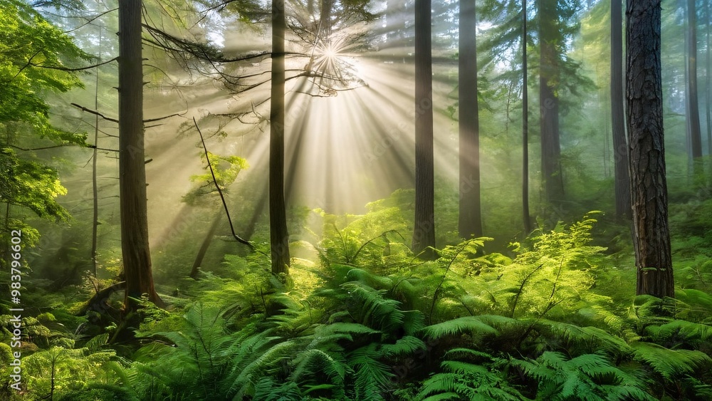 Obraz premium Serene Misty Forest at Dawn