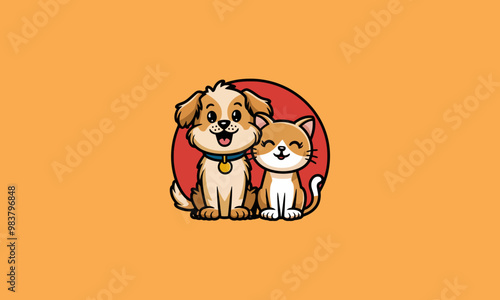 Cute dog and cat logo for pet related businesses