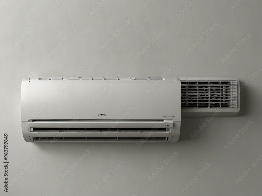 Air conditioner unit on a white wall. Air conditioner unit on a white wall.