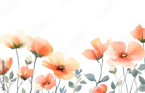 Watercolor flower clip art, white background, cute, simple design,