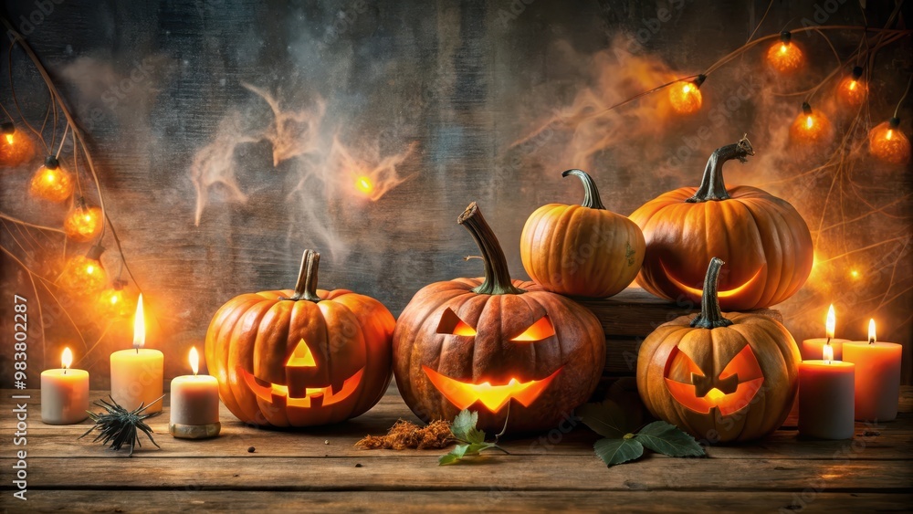 Halloween background featuring pumpkins in a spooky setting, pumpkins, Halloween, background, autumn, decoration, fall Halloween background featuring pumpkins in a spooky setting, pumpkins, Halloween, background, autumn, decoration, fall