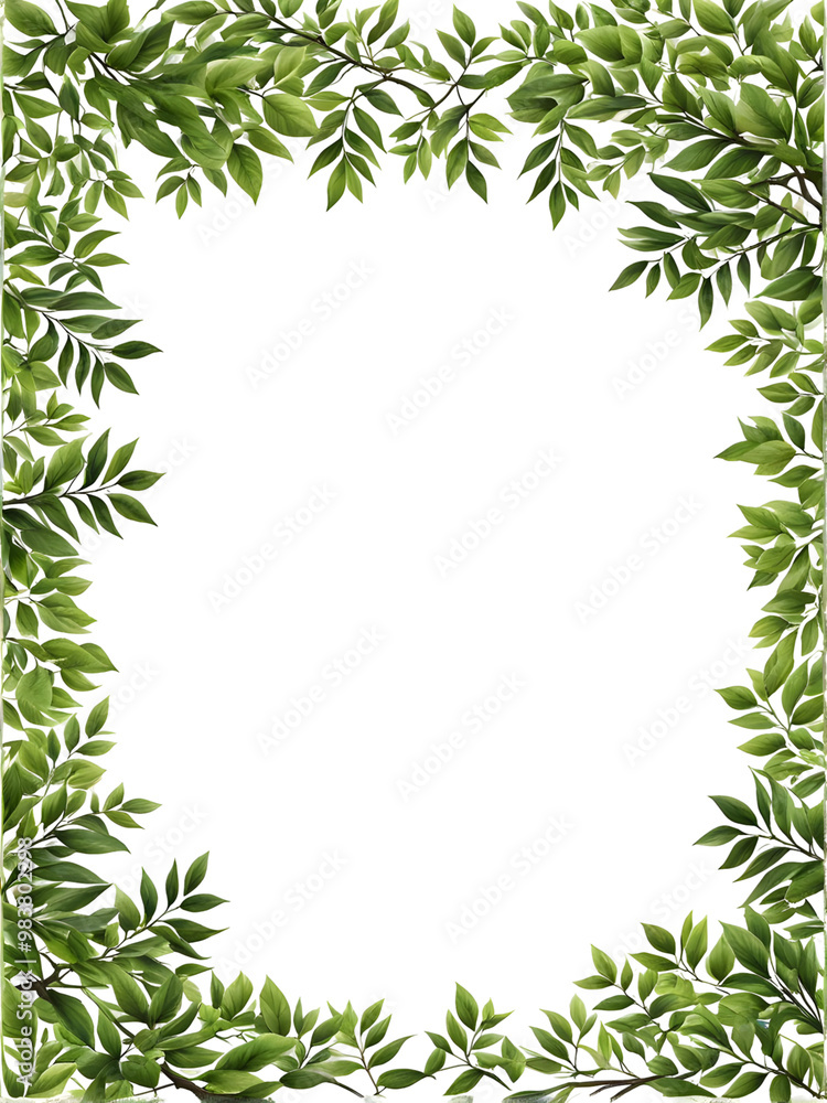 Green leaf border frame PNG transparent background Green leaf border frame PNG transparent background