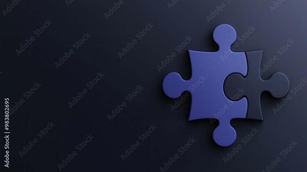 Fototapeta premium Strategic partnership symbolized by puzzle pieces connecting, abstract space, 3D illustration