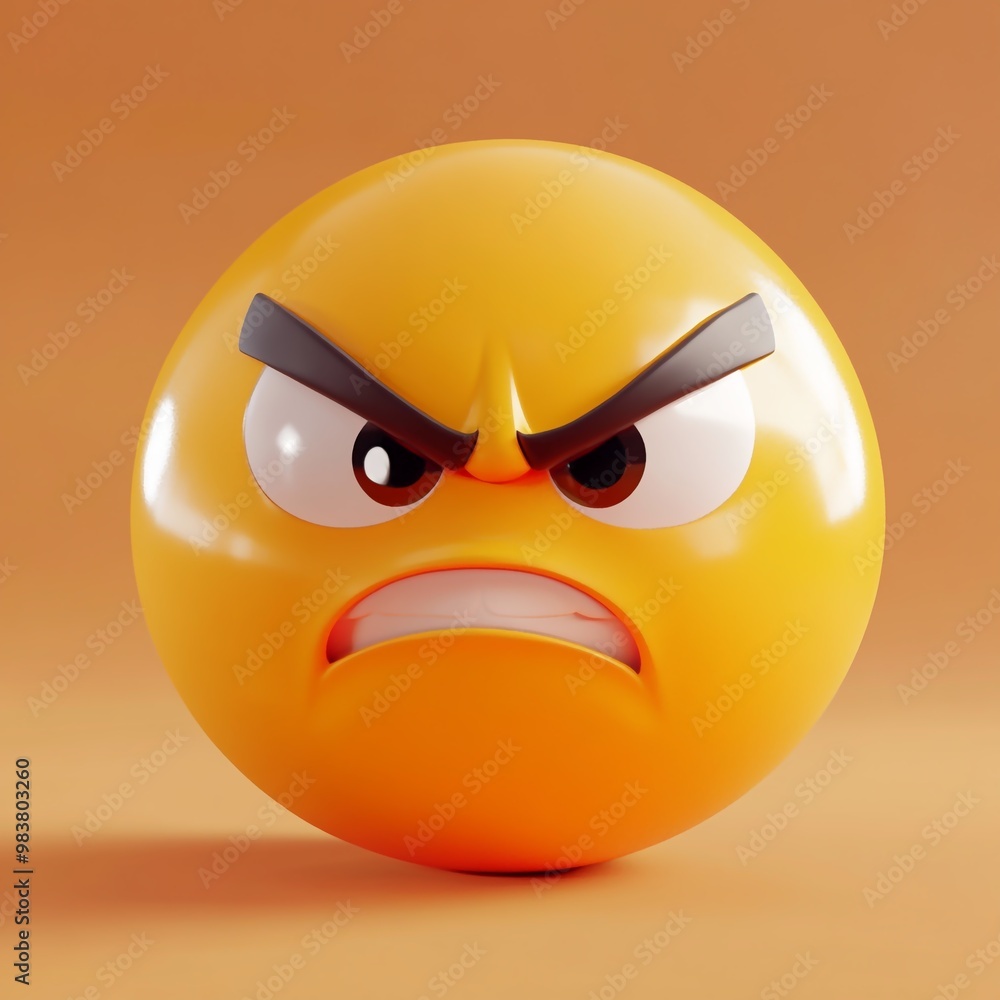 3D Emoji Icon: Angry Face for Expressing Frustration Illustration Logo 3D Emoji Icon: Angry Face for Expressing Frustration Illustration Logo