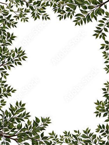 Green leaf border frame PNG transparent background