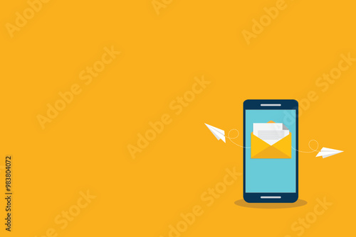 Newsletter. vector illustration of email marketing. subscription to newsletter, news, offers, promotions. a letter and envelope. subscribe, submit. send by mail.	