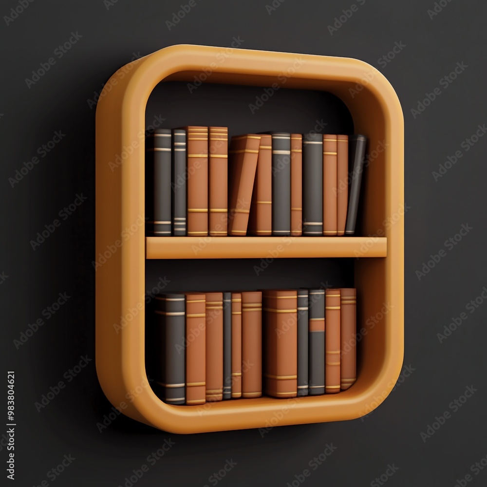 3D Shelf Icon: Storage for Organizing Books Illustration Logo 3D Shelf Icon: Storage for Organizing Books Illustration Logo