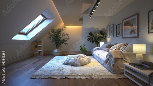 modern interior light a large apartment in mansard