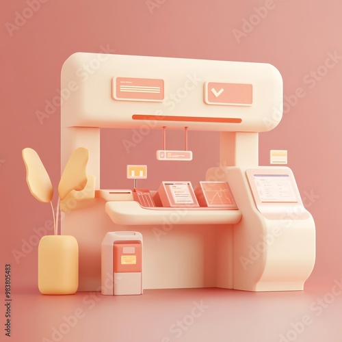 3D Counter Icon: Desk for Airline Check Ins Illustration Logo photo