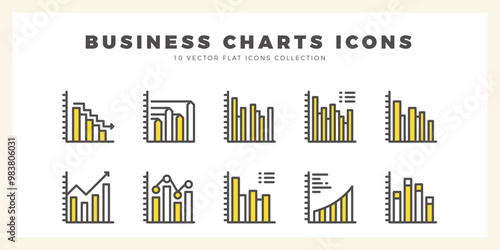 10 Business Chart and Diagram Two Color icon pack. vector illustration.