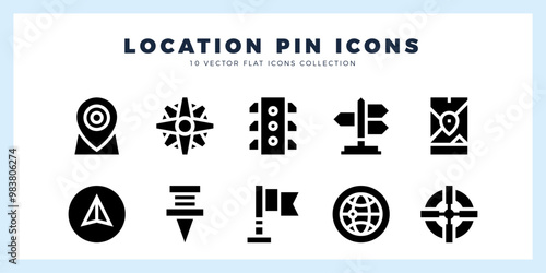 10 Location Glyph icon pack. vector illustration.