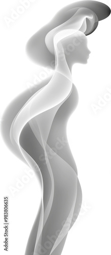 A captivating image of a woman's figure, sculpted from swirling, ethereal smoke