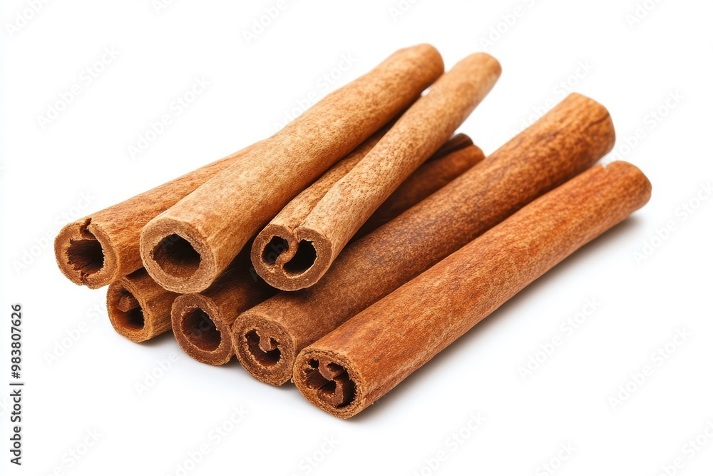 A close-up, high-resolution image of several cinnamon sticks A close-up, high-resolution image of several cinnamon sticks
